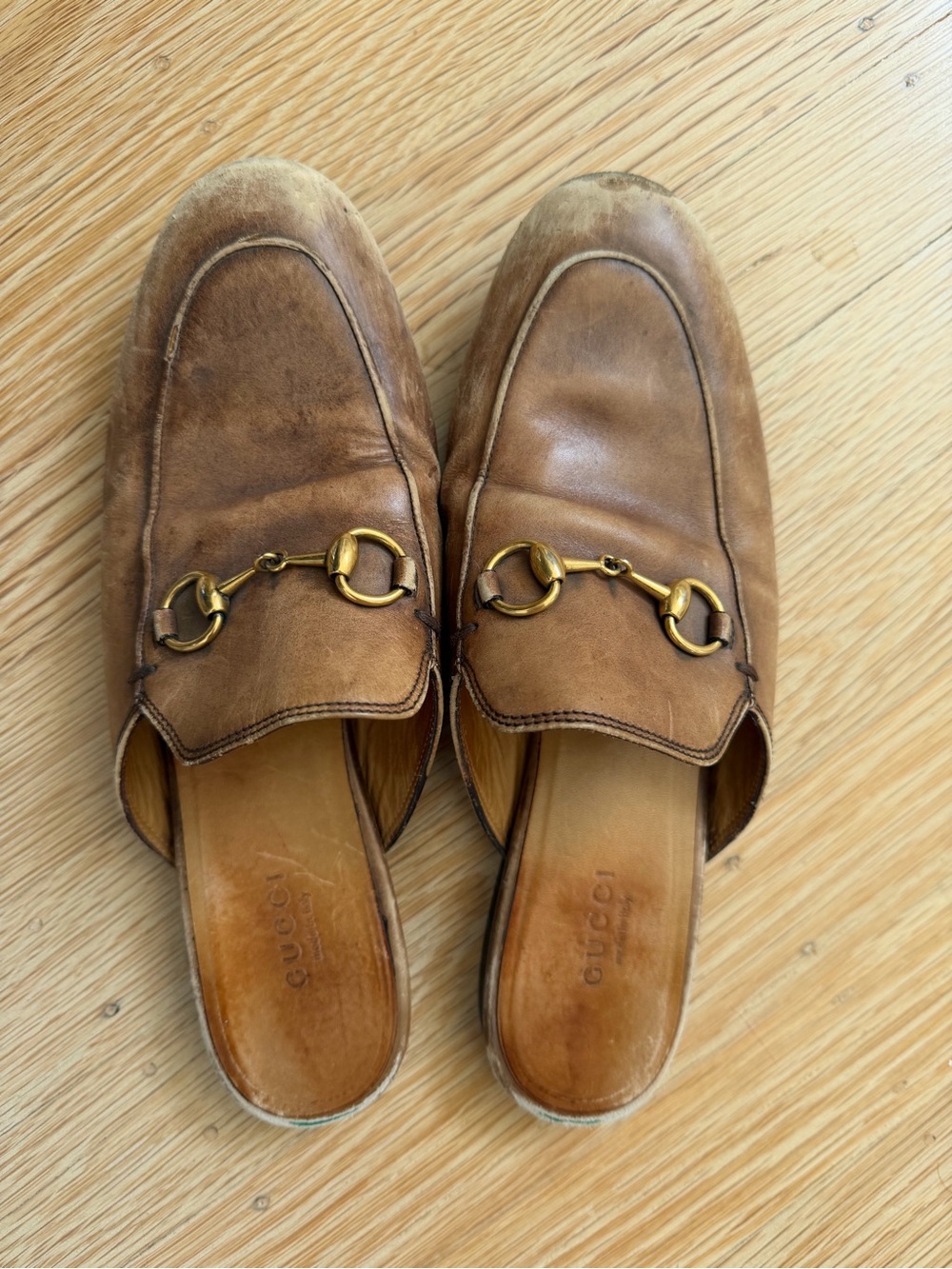 Gucci Brown Leather Horsebit Mules